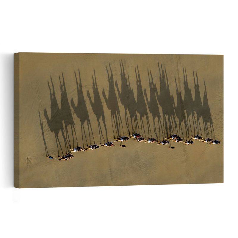 Ombres de caravane de chameaux, paysage abstrait contemporain, impression d'art mural nature, 12" H x 18" W