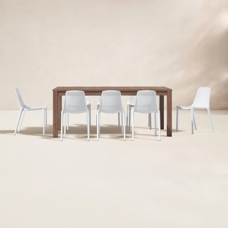 Ensemble de salle à manger long Anautica, Blanc