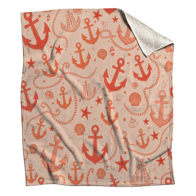 Anchor Rope Seashell Background Blankets