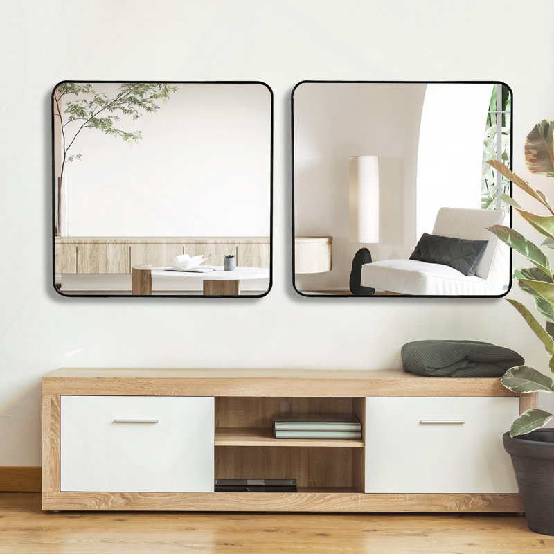Miroir carré mural en métal pour salle de bain, 36 po x 36 po