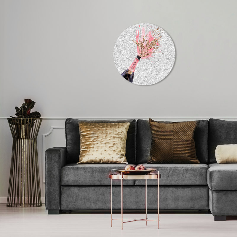 Sparkly Champagne Round Print, 16" H x 16" W