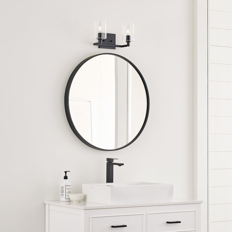 Midnight Black 2-Light Dimmable Vanity Light with Clear Glass Shades