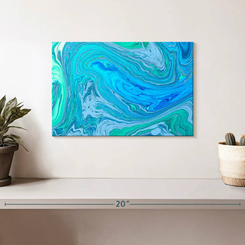 Avery Abstract Turquoise Waves, 8" H x 12" W