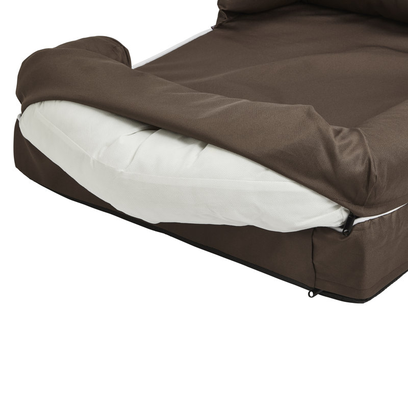 Ashlyn Orthopedic Polyester Pet Bed, Small (69cm W x 57cm D x 20cm H), Brown
