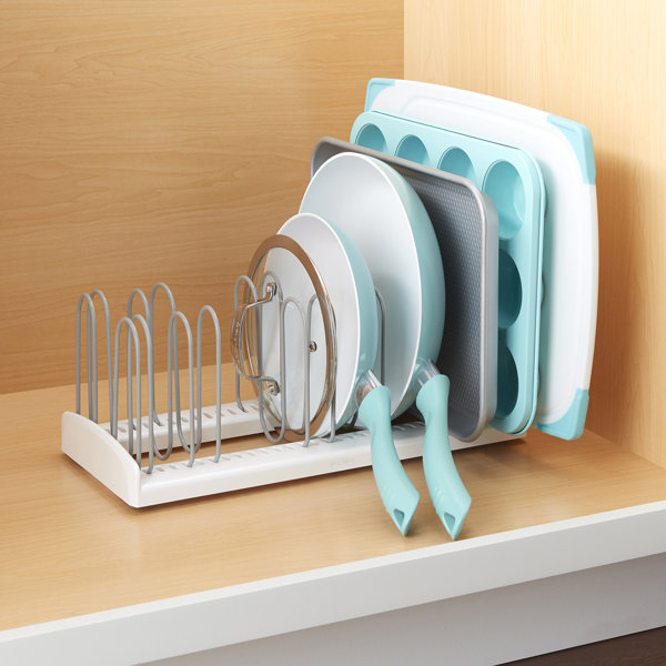 GeekDigg 8+ Pantry & Countertop Pot & Pan Organizer Rack, Adjustable &  Expandable for Cabinet, Silver