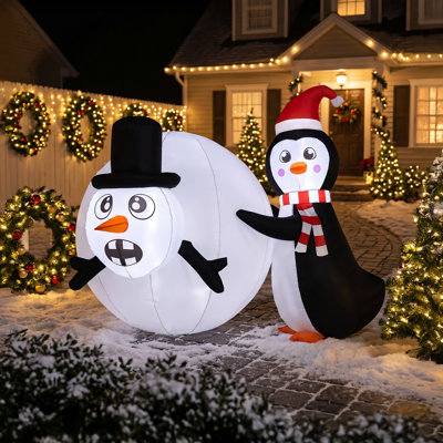 Décoration de Noël gonflable boule de neige 4 pi pingouin Noël avec 3 lumières DEL 210D 1000V