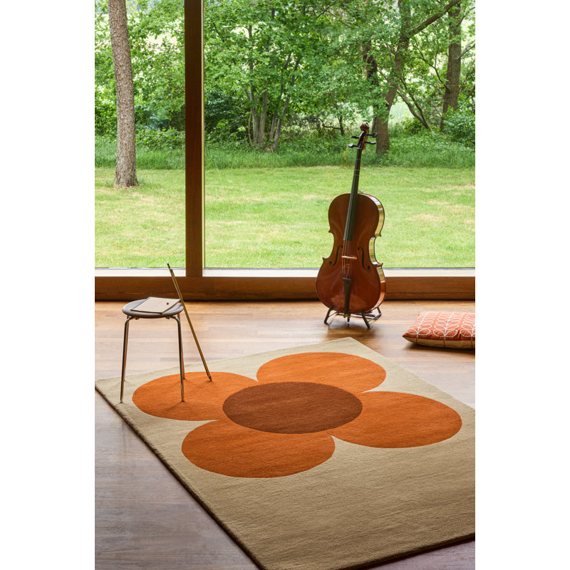 Hand Tufted Wool Floral Area Rug, Rectangle 5'3" x 7'6"