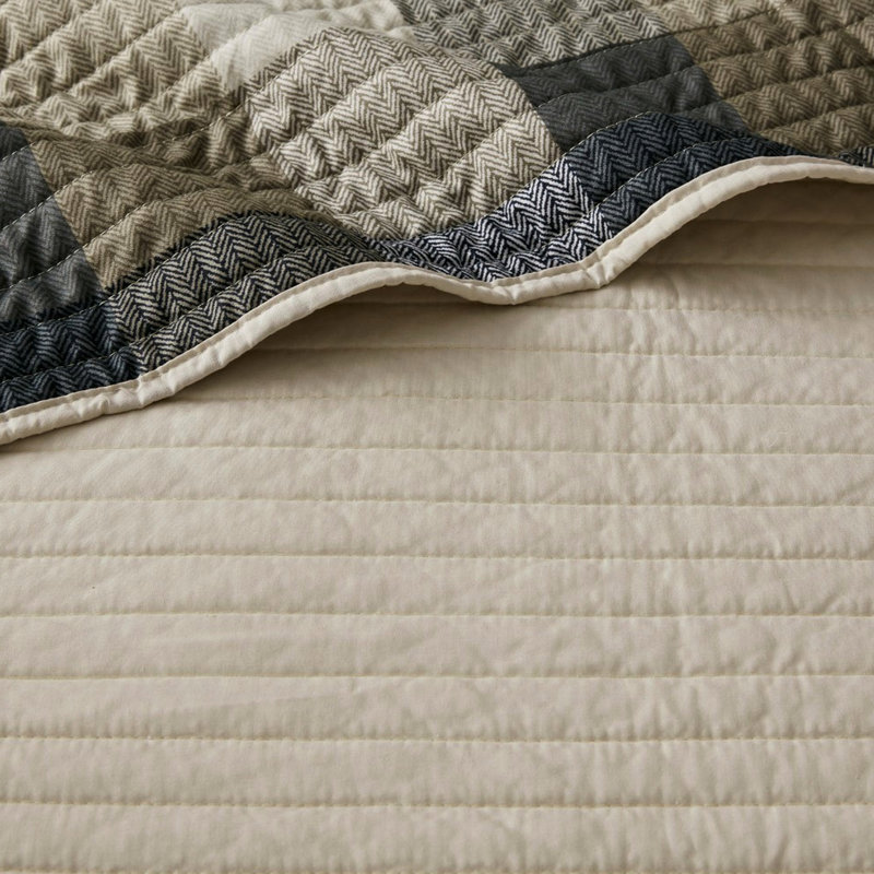 Reversible Plaid Daybed Cover - 6 Pieces Fits Twin Size Mattress With And Decorative Pillow 90% Cotton Filling Solid