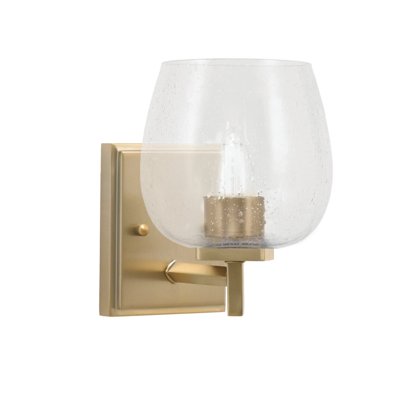 Fausley Wall Sconce Shown In  With 6" Clear Bubble Glass, New Age Brass