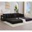 Canapé modulaire en L 110,75 po, canapé modulaire en velours côtelé, avec repose-pieds mobile, porte-gobelets, 8 coussins décoratifs, poche latérale, déplier dans un lit, noir-1709417269