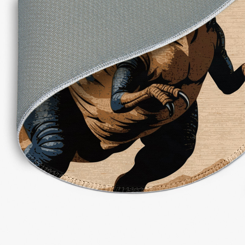 Tapis brun intérieur et extérieur Dinosaurs, Rond 5 pi