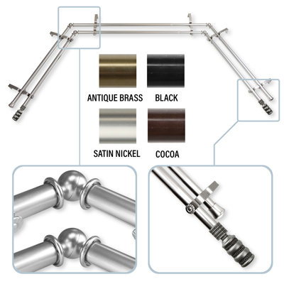 Parinaaz Steel Adjustable Bay Window Double Curtain Rod