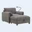 Canapé simple de 38 po avec repose-pieds de rangement, support de téléphone réglable, chargeur USB, poches de rangement latérales, accoudoirs en forme d'oreiller, chaise longue à siège large