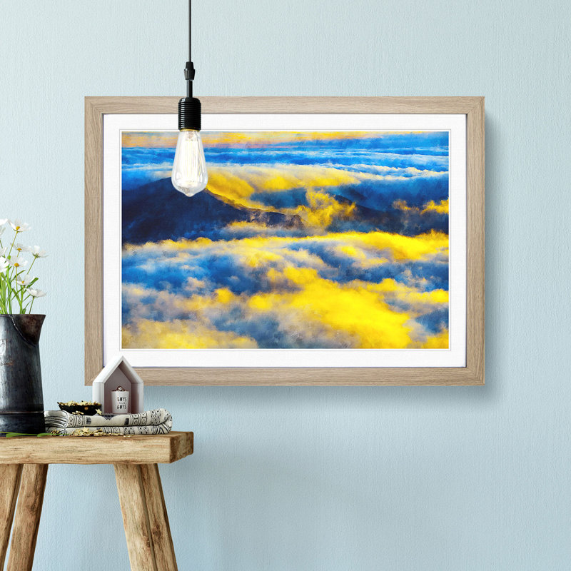 Clouds over the Mountains - Picture Frame Graphic Art Print, 33cm H x 45cm W x 2cm D, Oak Framed