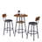 Round Bar Stool Set With Shelf, Upholstered Stool With Backrest