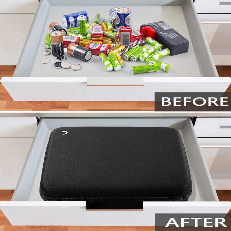 Midland Hard Battery Organizer Storage Carrying Case, 140+batteries