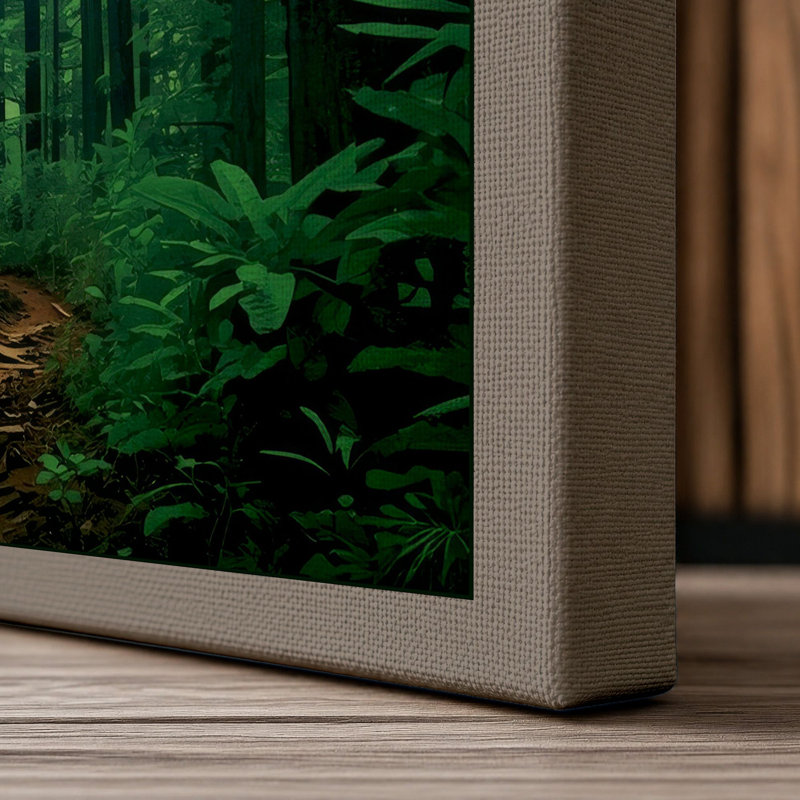 Path Through the Pines Scandinavian - Wrapped Canvas, 30x20 - 76.2 x 50.8 cm, Taupe Border