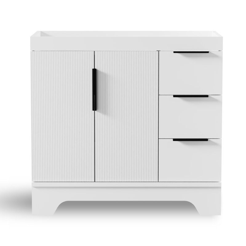 36" Single Bathroom Vanity Cabinet Base Only, Sink Top Not Included, Black, White