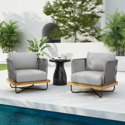 Lucca Outdoor Acacia Wood Chair Set Of 2, Grey