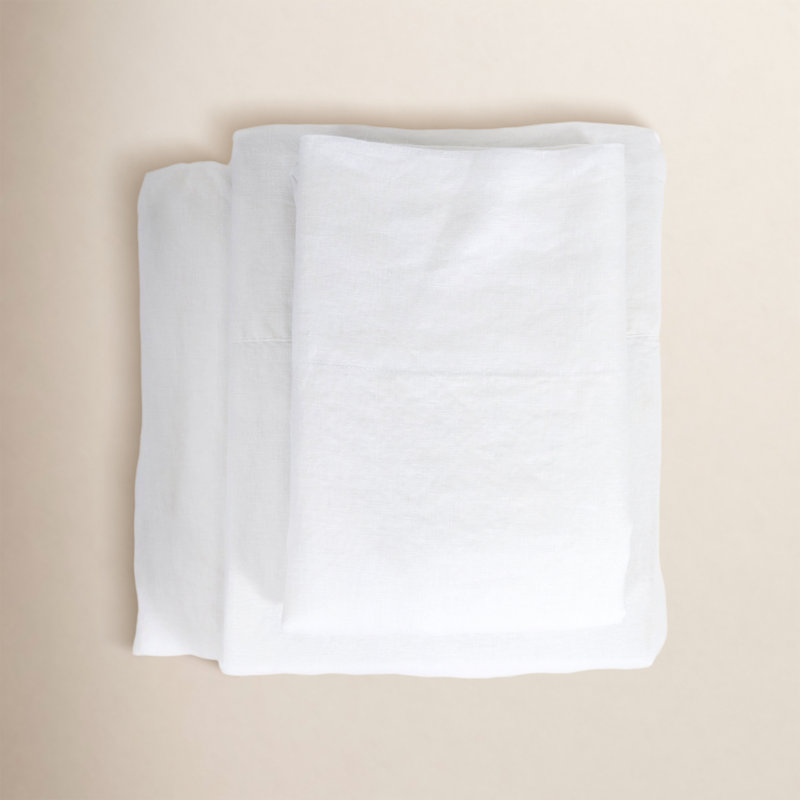 100% Linen Sheet Set, California King, White