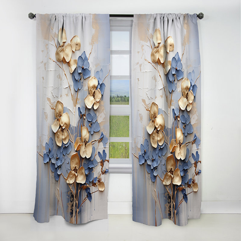 Binoche - Rideau Violets - Rideau occultant à motif floral - 1 panneau, L 52 po x L 95 po