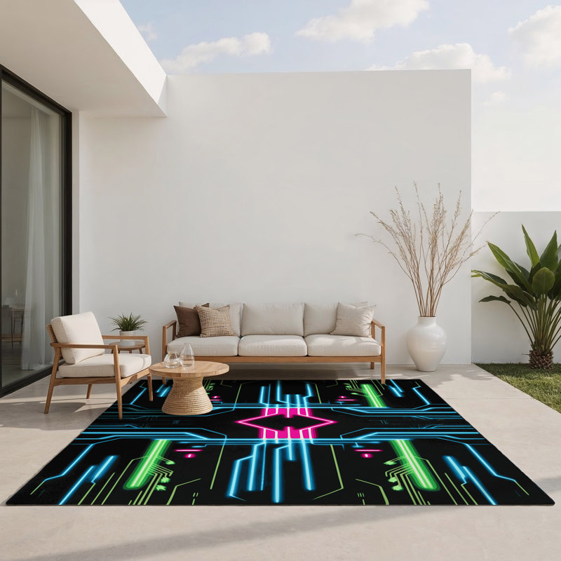 Technicolor Streak Indoor And Outdoor Area Rug, Rectangle 5' x 7'