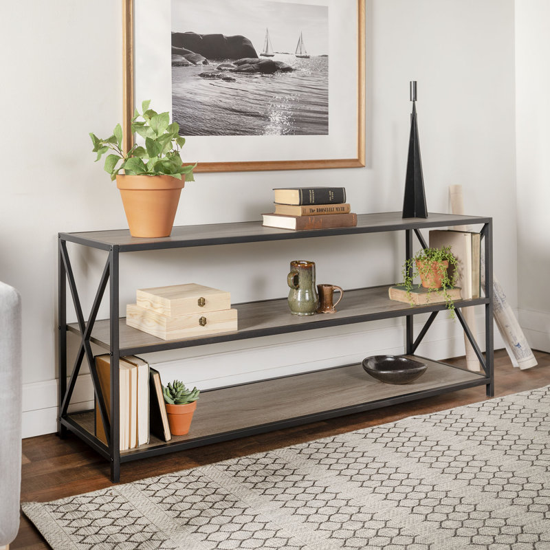 Eulas Etagere Bookcase, Driftwood, 26" H x 60" W x 16 D