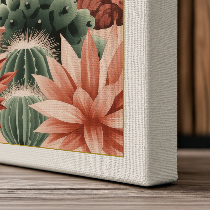 Desert Garden Bloom Botanical 1 Piece Wrapped Canvas Wall Art, 36x24 - 91.4 x 61.0 cm, Cream Border