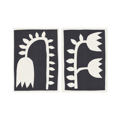 "Black Tulips", ensemble de deux reproductions d'art encadrées