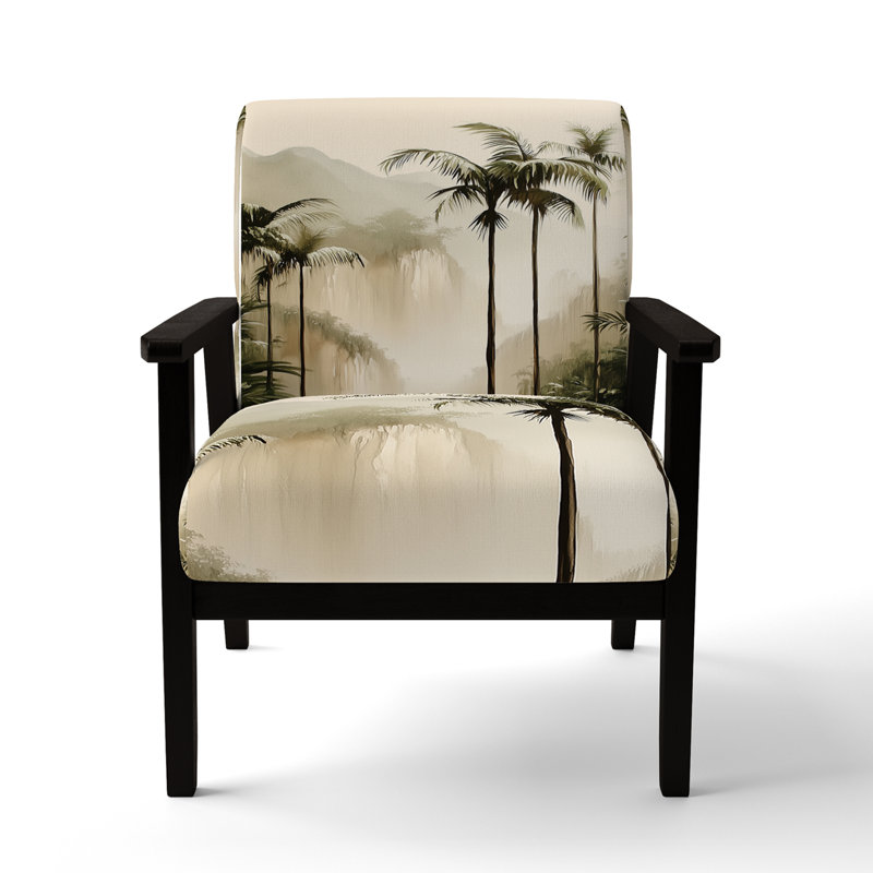 Chaise d'appoint Palm Trees - Green Palm Trees In Tropical Forest I, Accoudoirs carrés noirs
