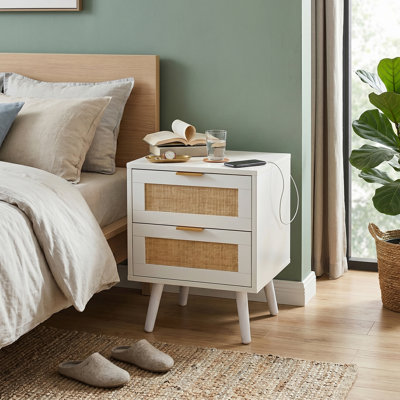 40 cm W Wicker Bedside Table