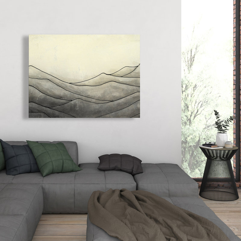 Desaturated Waves - Contemporary Gray Canvas for Home Decor