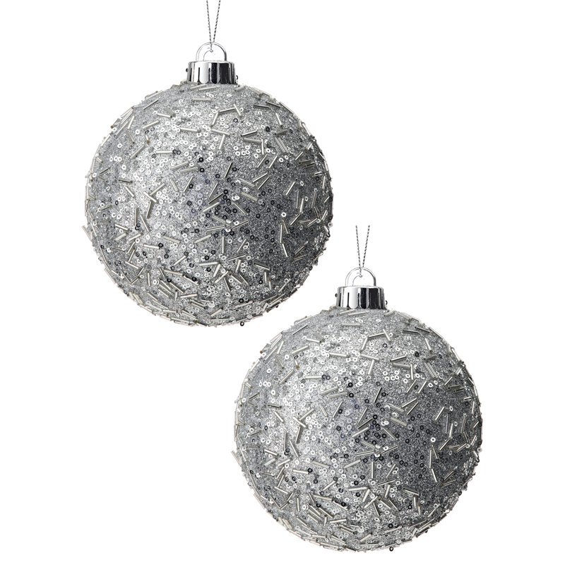 Boule perlée 120mm, H 5 po x l 5 po x P 5 po, Argent argent