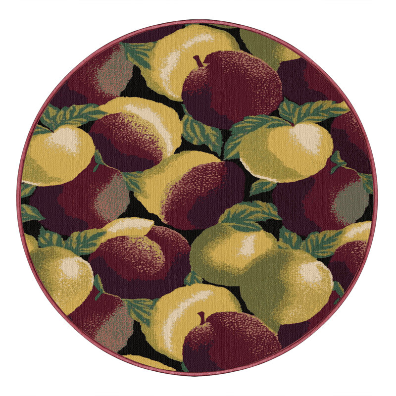 Tapis lavable à motif de fruits Pluot, Rond 6 pi
