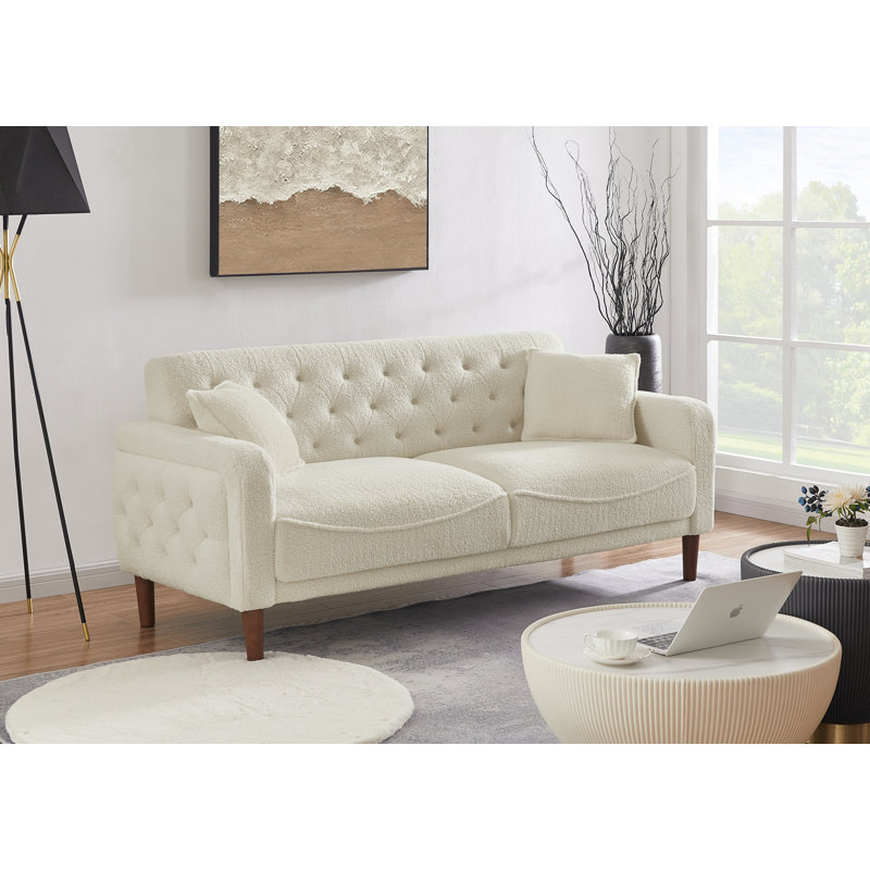 Canapé à accoudoirs carrés 78 po, Polyester beige