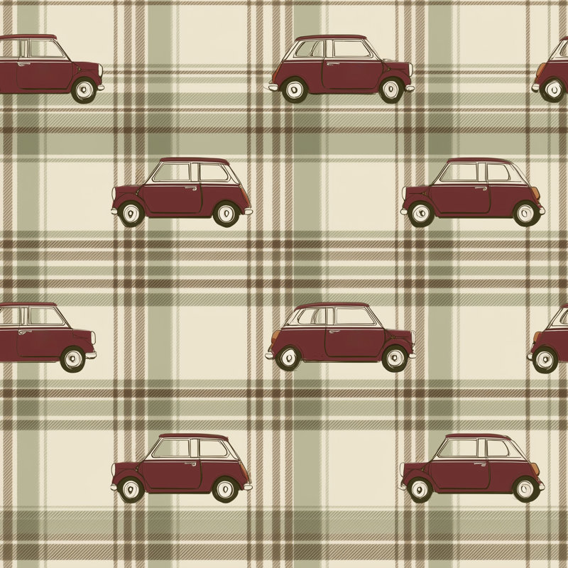 Rouleau double à motif de voiture rétro, Non tissé, non collé