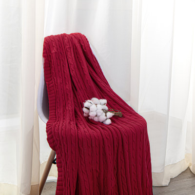 100% Natural Cotton Cable Knit  Blanket, Soft Breathable Blanket, 60"x80"