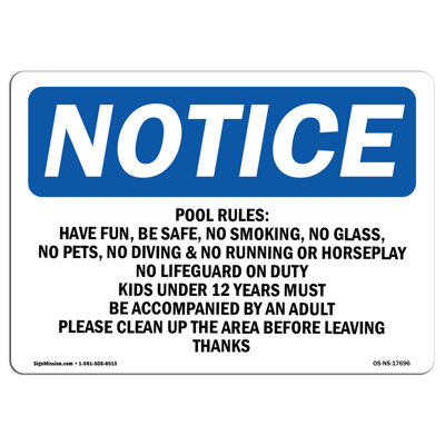 Pool Rules Have Fun be Safe No Smoking Sign
