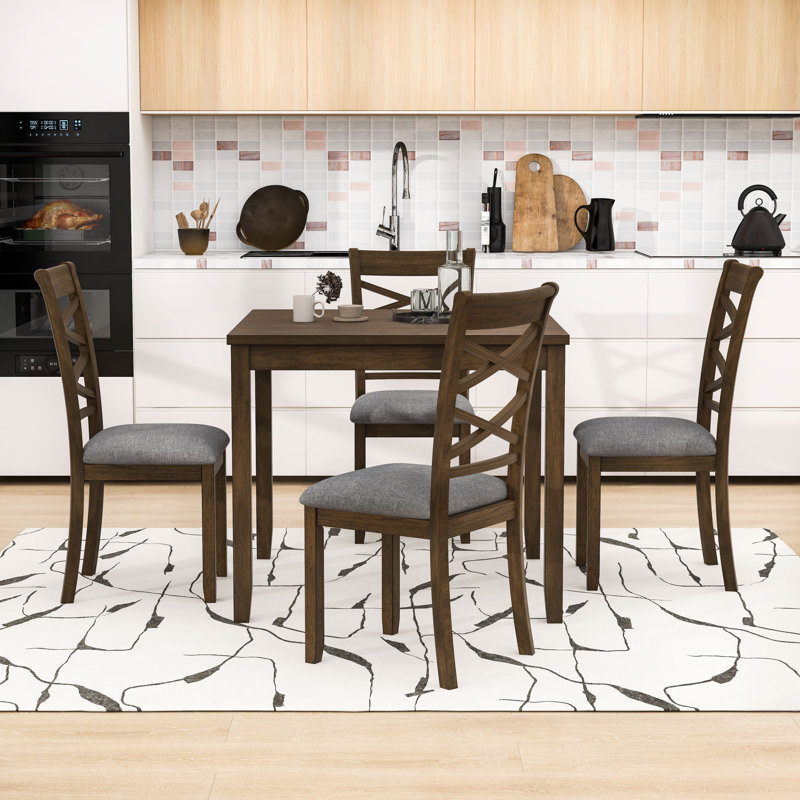 Ensemble de table de salle à manger 5 pièces en bois avec 4 chaises
