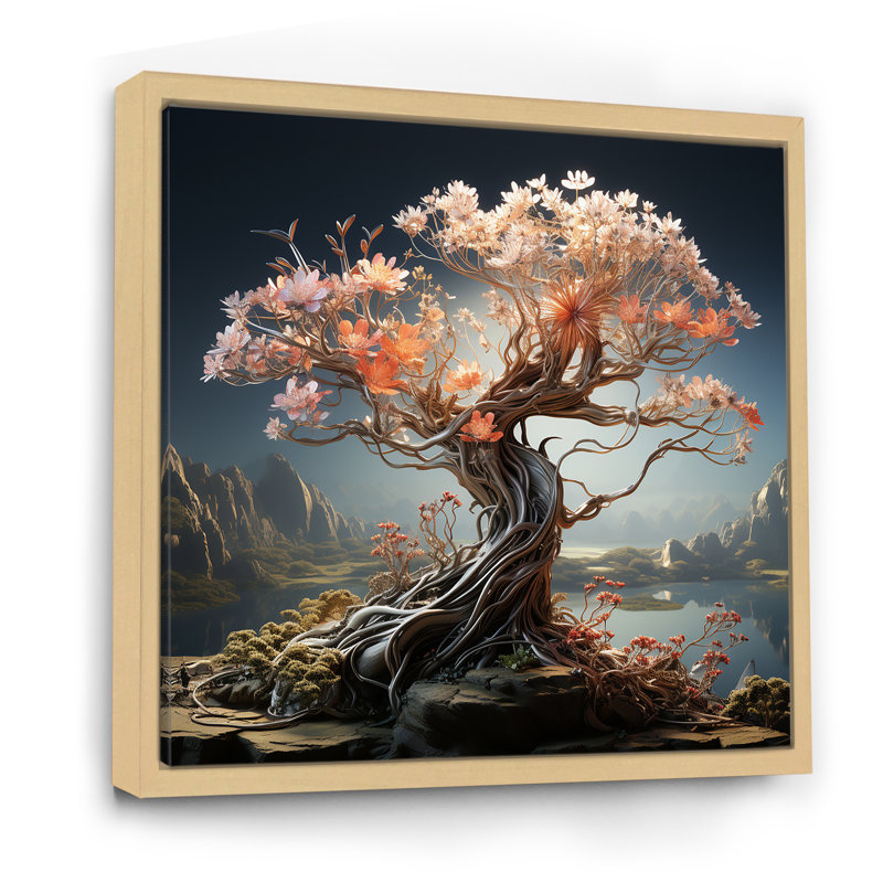Maman surréelle sérénité tons pastel sur toile, Cadre naturel flottant, H 16 po x l 16 po