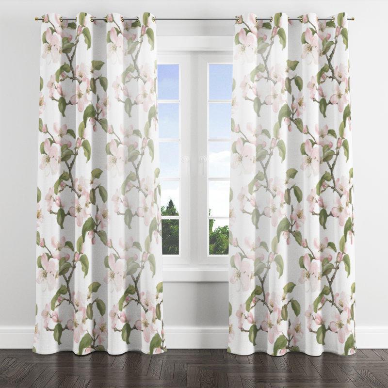 French Country Window curtains - Floral Bagdonas Grommet Curtain - 1 Panel, Gold Grommets, 52" W x 120" L