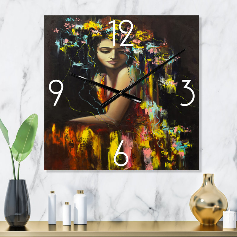 Horloge murale moderne Portrait d'une jeune femme, Grand