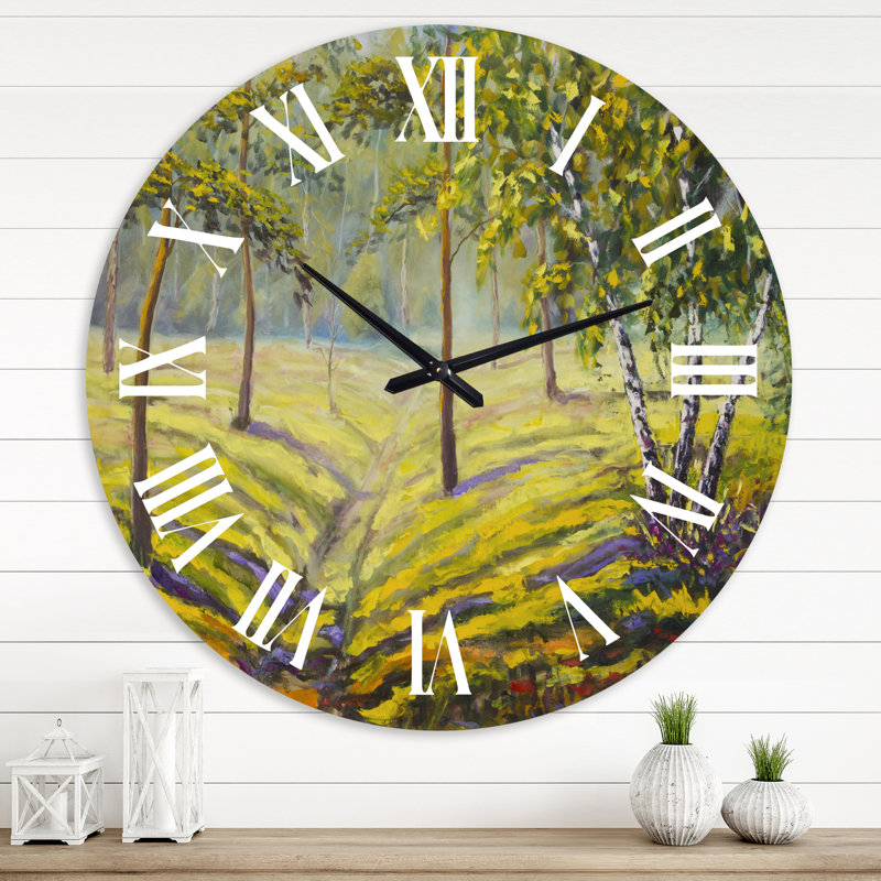 Pin et arbres dans la forêt II - Horloge murale traditionnelle, Grand