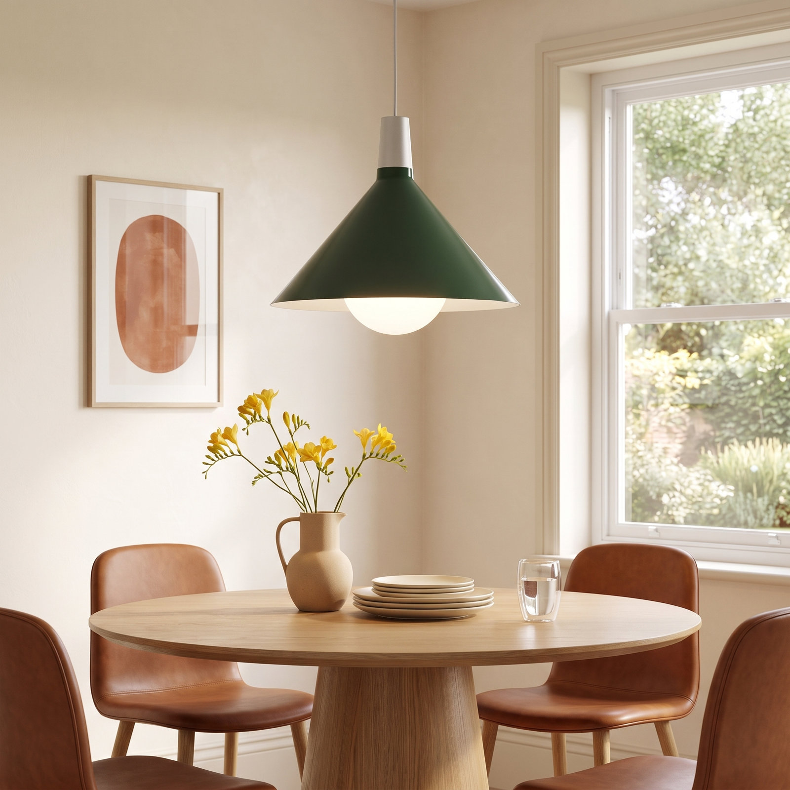 Bower Single Light Aluminium Dimmable Pendant, Green