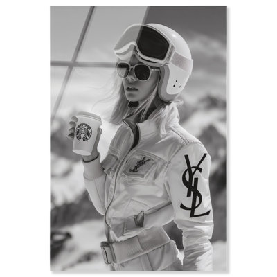 Stylish Ski Girl Breeze Acrylic Print Glam Wall Decor by Notoriart, Ready to Hang, 24 x 36