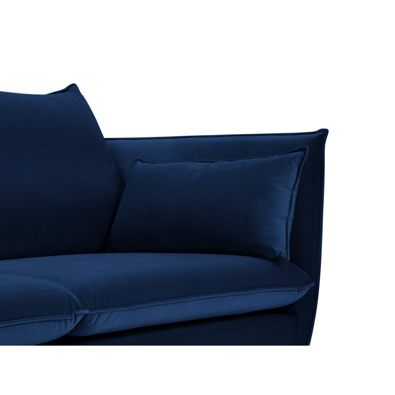 Adoraim 4 Seater Polyester Sofa, 198Cm, Royal Blue, Gold