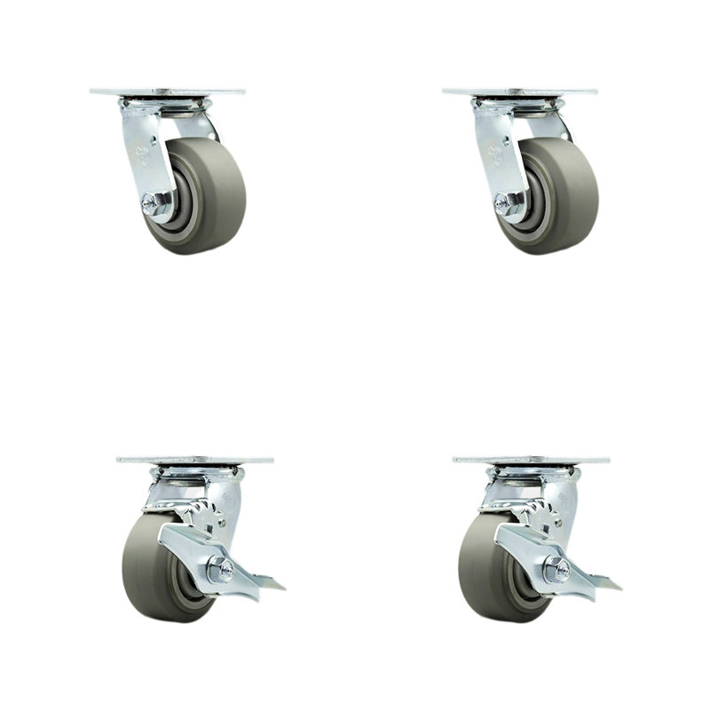 Thermoplastic Caster Set with Roller Bearing
