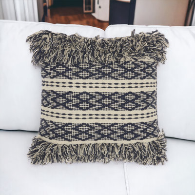 Coussin en coton avec frange 20 po Domonik