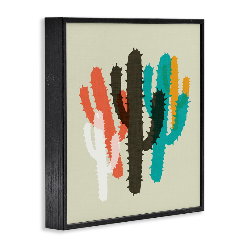 Art de giclée encadrée par chevauchement de cactus par SD Graphics Studio, H 12 po x l 12 po, Giclée encadrée noir minuit