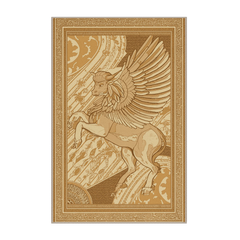 Tapis oriental doux et moelleux à motif oriental brun et beige, 3 X 5